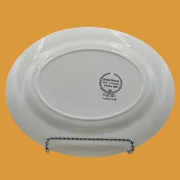 MCM VTG Homer Laughlin Lifetime China Turquoise Magnolia Pattern Oval Platter - Picture 3 of 8